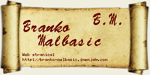 Branko Malbašić vizit kartica